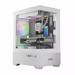 Gamdias кутия Case mATX - AURA GC9M White - 3 x 120 mm A-RGB, Tempered Glass