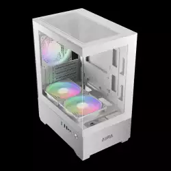 Gamdias кутия Case mATX - AURA GC9M White - 3 x 120 mm A-RGB, Tempered Glass