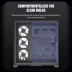 Gamemax кутия Case ATX - HYPE-A Black - 4 x 120 mm Addressable RGB fans