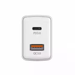 Genius бързо зарядно Fast Charger PD-20AC - 20W, USB-A, USB-C, PD3.0, QC3.0, White