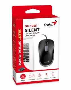 Genius безшумна мишка Silent Mouse DX-125S Black+Grey - SILENT, USB