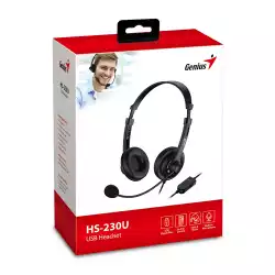 Genius слушалки с микрофон Headset HS-230U - USB, Mic, Black                          