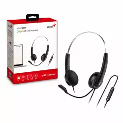 Genius слушалки с микрофон Headset HS-220U - AI, USB-C, Mic, Black                          