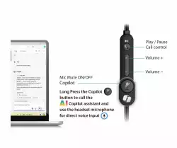 Genius слушалки с микрофон Headset HS-220U - AI, USB-C, Mic, Black