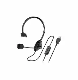 Genius слушалки с микрофон Single Ear Headset - HS-100U, Mic, USB, Black                          