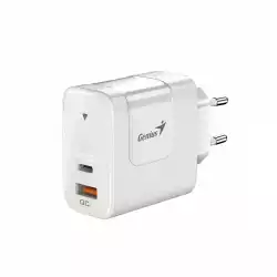 Genius Универсално зарядно за стена Charger Wall GaN - USB Type-C/A 65W White - PD-65AC