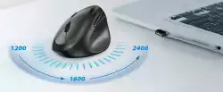 Genius вертикална безжична мишка Vertical Mouse wireless Ergo 8350S - Silent, AI, Bluetooth, 2.4G, Dark Grey