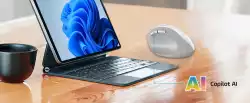 Genius вертикална безжична мишка Vertical Mouse wireless Ergo 8350S - Silent, AI, Bluetooth, 2.4G, Dark Grey
