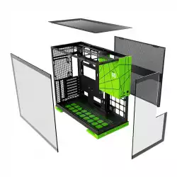 Geometric Future кутия Case EATX - Model 5 Black/Green, NVIDIA style limited edition - 5 x 140 mm aRGB fans included