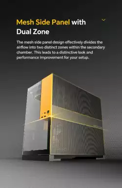 Geometric Future кутия Case EATX - Model 5 Black/Yellow - 5 x 140 mm aRGB fans included