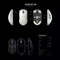 Lamzu професионална геймърска мишка MAYA X 8K - Wireless Gaming Mouse - Purple Shadow