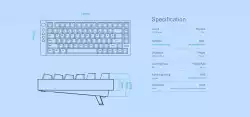 Lamzu професионална геймърска механична клавиатура Professional Gaming Mechanical Keyboard JET 75 - 8K, Magnetic Gateron Jade Switches - White/Blue