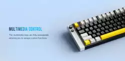 Lamzu професионална геймърска механична клавиатура Professional Gaming Mechanical Keyboard JET 75 - 8K, Magnetic Gateron Jade Switches - Black/Yellow