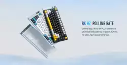 Lamzu професионална геймърска механична клавиатура Professional Gaming Mechanical Keyboard JET 75 - 8K, Magnetic Gateron Jade Switches - White/Blue