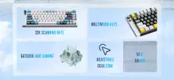 Lamzu професионална геймърска механична клавиатура Professional Gaming Mechanical Keyboard JET 75 - 8K, Magnetic Gateron Jade Switches - White/Blue