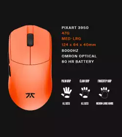 Lamzu професионална геймърска мишка MAYA X 8K - Wireless Gaming Mouse - Fnatic Special Edition Orange