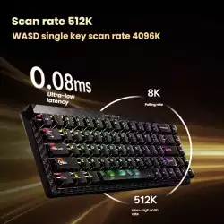 Madlions професионална геймърска механична клавиатура Professional Gaming Mechanical Keyboard TITAN 68 TURBO - 8K, Magnetic Fuguang Switches (English US), Blac