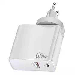 Makki Универсално зарядно за стена Charger Wall GaN - USB Type-C/A 65W White - MAKKI-GN65W1A1C