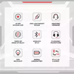 Marvo безжични геймърски слушалки Gaming Headphones Monka Echo HG9069W - Bluetooth, 2.4G