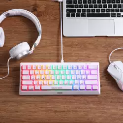 Marvo геймърска клавиатура Gaming Mechanical keyboard 61 keys TKL Hecate 61R WH - KG962G White - RED switches, RGB