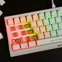 Marvo геймърска клавиатура Gaming Mechanical keyboard 61 keys TKL Hecate 61R WH - KG962G White - RED switches, RGB