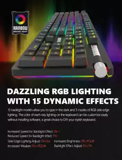Marvo механична клавиатура Gaming Keyboard Mechanical KG948 - 108 keys, RGB, Macros, Blue switches