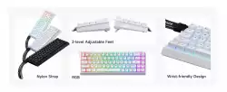 MCHOSE геймърска механична клавиатура Gaming Mechanical Keyboard Ace 68 - 8K, Ice Blue Magnetic Switch [Linear] (English US), White