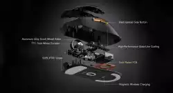 MCHOSE професионална геймърска мишка K7 Ultra Black - Wireless Gaming Mouse - Dual 8K, Omron Mechanical, Magnetic Charging Dock