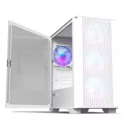 Montech кутия AIR 100 ARGB, Micro ATX Case, TG, 4x120mm ARGB Fans, White