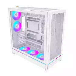 Montech кутия Case ATX - HS01 PRO (W) - 5 x 120 mm ARGB Fans, USB-C, White