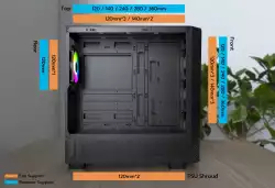 Montech кутия Case ATX - X5 (W) - 4 A-RGB fans, USB-C