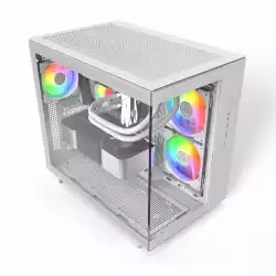 Montech кутия KING 65 Pro, Dual Chamber Mid-tower Case, 3 ARGB Fans, White