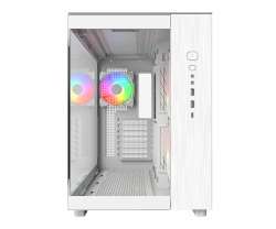 Montech кутия KING 65 Pro, Dual Chamber Mid-tower Case, 3 ARGB Fans, White
