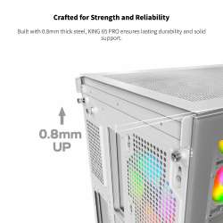 Montech кутия KING 65 Pro, Dual Chamber Mid-tower Case, 3 ARGB Fans, White
