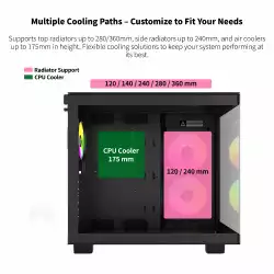 Montech кутия KING 65 Pro, Dual Chamber Mid-tower Case, 3 ARGB Fans, Black