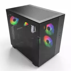 Montech кутия KING 65 Pro, Dual Chamber Mid-tower Case, 3 ARGB Fans, Black