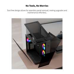 Montech кутия KING 65 Pro, Dual Chamber Mid-tower Case, 3 ARGB Fans, Black