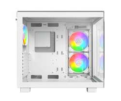Montech кутия KING 65 Pro, Dual Chamber Mid-tower Case, 3 ARGB Fans, White