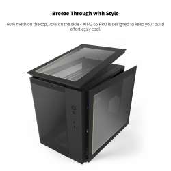 Montech кутия KING 65 Pro, Dual Chamber Mid-tower Case, 3 ARGB Fans, Black