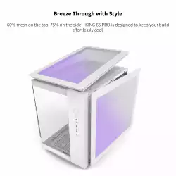Montech кутия KING 65 Pro, Dual Chamber Mid-tower Case, 3 ARGB Fans, White