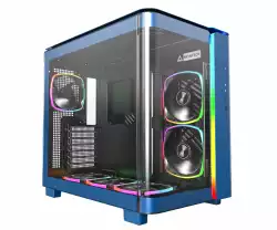 Montech кутия KING 95 Pro, Dual Chamber Mid-tower Case, 6 ARGB Fans, 2 Front Panels, Prussian Blue