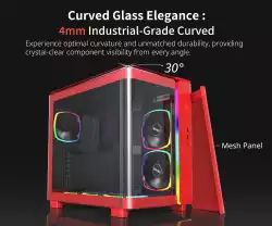 Montech кутия KING 95 Pro, Dual Chamber Mid-tower Case, 6 ARGB Fans, 2 Front Panels, Red