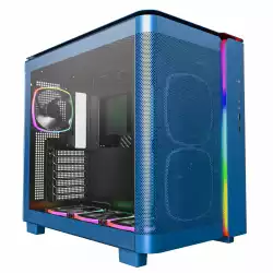 Montech кутия KING 95 Pro, Dual Chamber Mid-tower Case, 6 ARGB Fans, 2 Front Panels, Prussian Blue