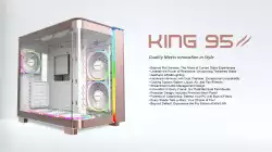 Montech кутия KING 95 Pro, Dual Chamber Mid-tower Case, 6 ARGB Fans, 2 Front Panels, Rose Gold