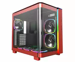 Montech кутия KING 95 Pro, Dual Chamber Mid-tower Case, 6 ARGB Fans, 2 Front Panels, Red