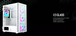 Montech кутия X3 GLASS, Mid-tower Case, TG, 6 fixed RGB Fans, White