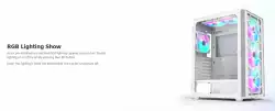 Montech кутия X3 GLASS, Mid-tower Case, TG, 6 fixed RGB Fans, White