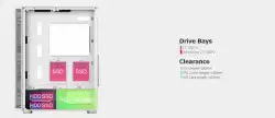 Montech кутия X3 MESH, Mid-tower Case, TG, 6 fixed RGB Fans, White