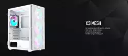 Montech кутия X3 MESH, Mid-tower Case, TG, 6 fixed RGB Fans, White