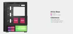 Montech кутия X3 MESH, Mid-tower Case, TG, 6 fixed RGB Fans, Black